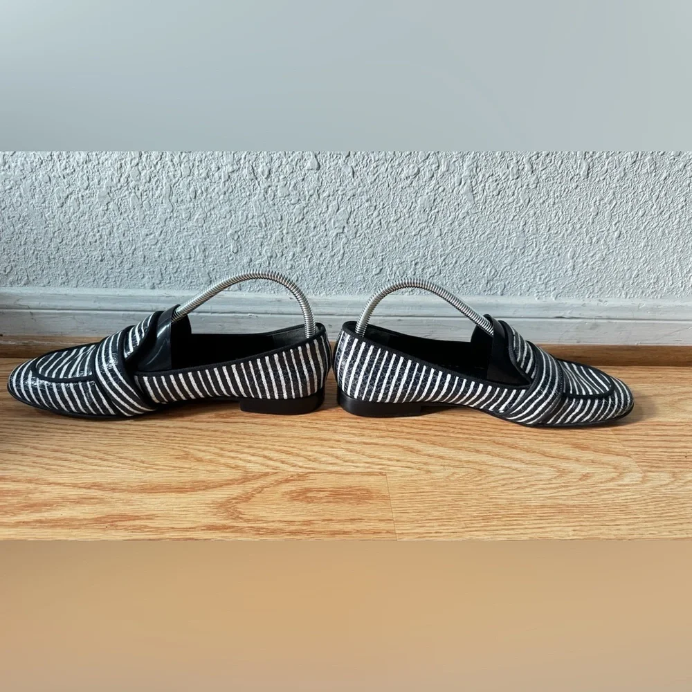 Tory Burch Blue/White Stripe Snakeskin Embossed Leather Smoking Slippers Size 9M